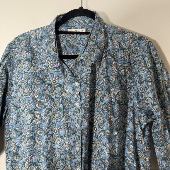 Natural Life Long Sleeve Blue Cottagecore Prairie Floral Shirt Dress Medium - Picture 4 of 10